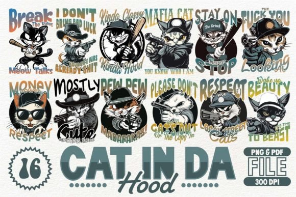 Cat in Da Hood T-shirt Design: A Creative Asset for Modern Brands