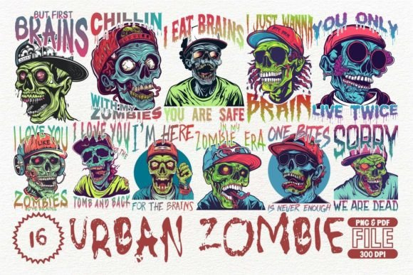 Urban Zombie T-shirt Design Bundle: Elevate Your Merch