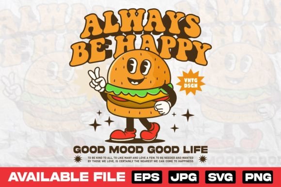Vintage Burger Cartoon Character Design: A Retro Mascot for Modern Branding
